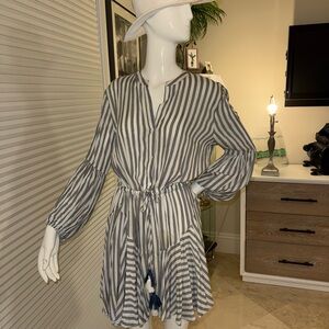 Striped Gray and White Women's Dress
